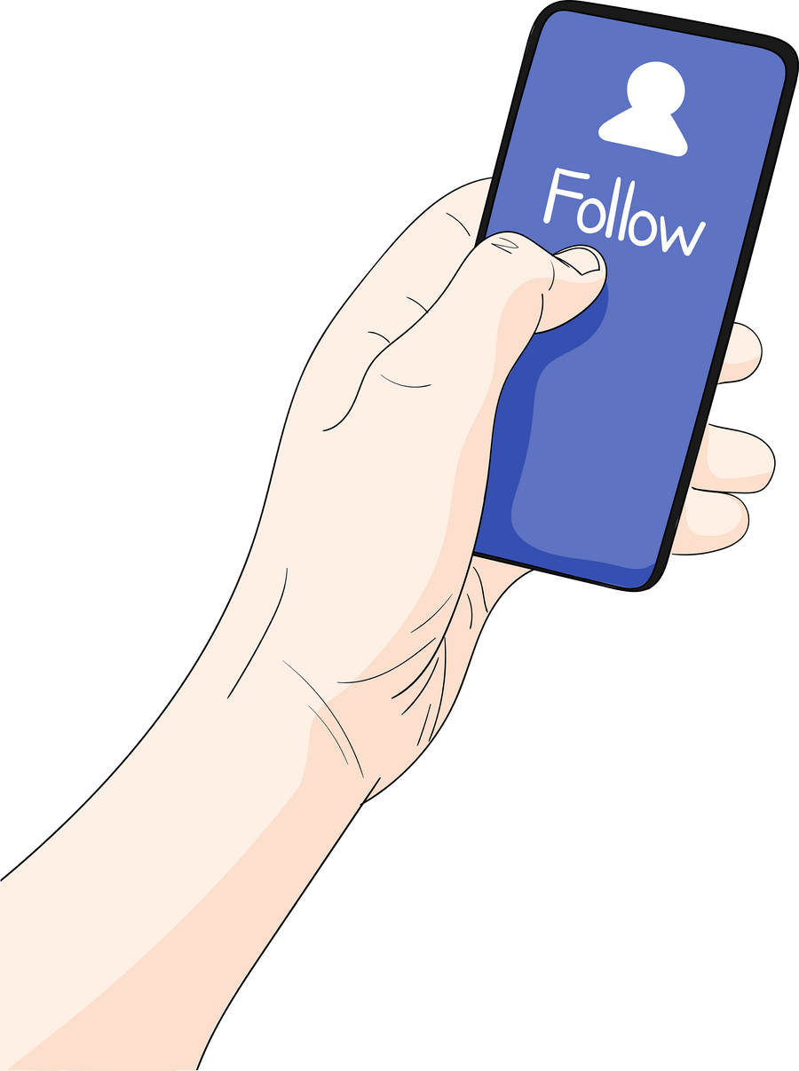 Hand Pressing the Follow Button